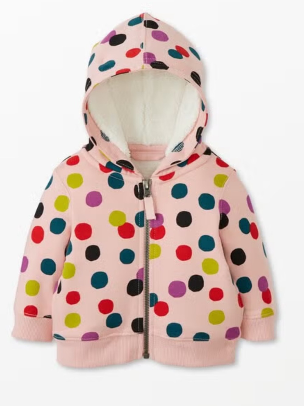 Hanna Andersson Pink Polka Dot Sherpa-Lined Hoodie Size 2T